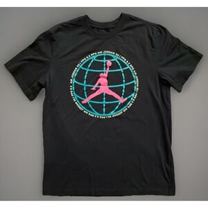 Air Jordan Short Sleeve Tee T-Shirt Print Jumpman Logo Black Large JBHS
